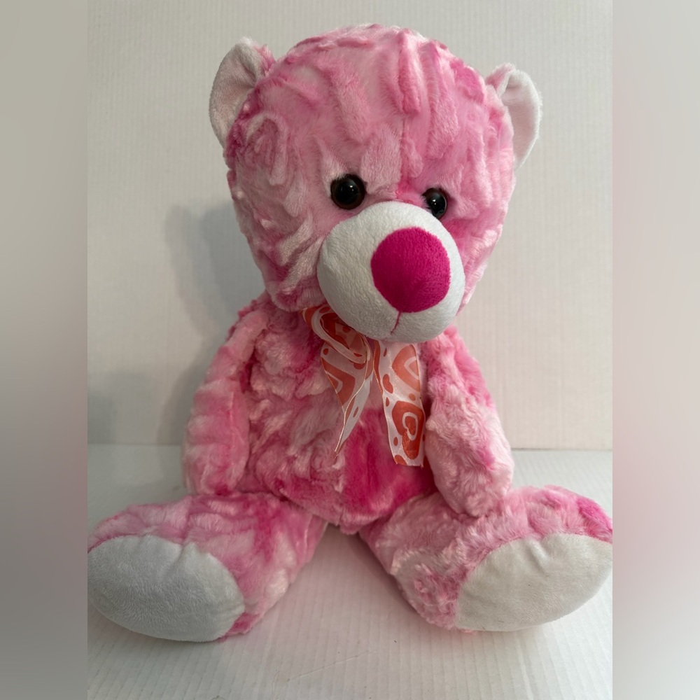 Publix Pink Plush Teddy Bear with Heart Scarf